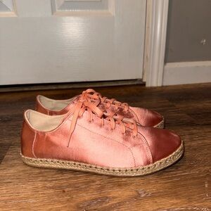Toms Women's 8 Satin Lena Espadrille Sneakers Rose Cloud Pink